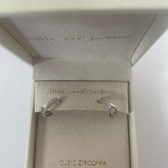 Olivia And Jackson Sterling Silver Cubic Zirconia Huggie Earrings - Picture 1 of 3